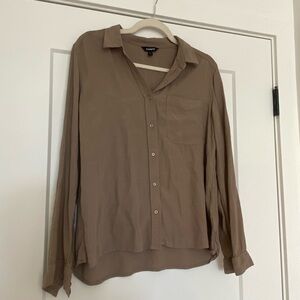 Express Taupe Button-Up Shirt - Size Medium